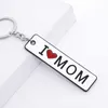 Creative Double-Sided Letters Sleutelhanger Man Moederdag Sleutelhouder Charms Exquisite Letter I Love Mom Silver Color Alloy Brelok G1019