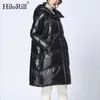 Casual Black Parka Kvinnor Batwing Ärm Straight Long Coat Zipper Up Hooded Coats Ladies Varm Vinter Höst Ytterkläder 210508