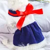 Kleding Leuke Rode Big Bow Sailor voor Pet Hond Kat Lente Zomer Verjaardag Princess Rok Puppy Kitten Holle Jurk