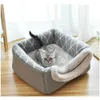 Pet bed for Cats Dogs Soft Nest Kennel Bed Cave House Sleeping Bag Mat Pad Tent Pets Winter Warm Cozy Beds 2 Size L XL 2 Colors 210713