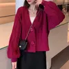 Högkvalitativa koreanska kvinnors stickade tröjor topp höst vinter elegant lös tröja cardigan coat kvinnlig pull femme 210514