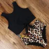 Stroje kąpielowe damskie Bikini z wysokim stanem Leopard Strój kąpielowy Kobiety Kwiatowy nadruk Szyja Push Up Wąż Strój kąpielowy