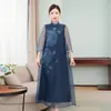 Chinese dames retro etnische stijl kleding Hanfu geborduurde cheongsam verbeterde versie mesh patchwork jurk 2022 gewaden zh459 casual jurken