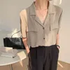 Korean Office Fashionable Lady Wild Tops Women Summer Blouses Shirts Buttons Chic Vintage Oversize 210430