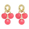 Korean Colorful Transparent Acrylic Resin Round Ball Dangle Earrings for Women Candy Color Chain Earring