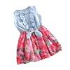 Girls Dresses Lovely Hot Kid Girls Jean Denim Bow Flower Ruffled Dress Sundress Clothing Costume Q0716