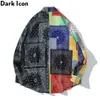 Bandana Patchwork Street Fashion Shirts Homens Manga Longa Camisas Homens Oversized Casal roupas 210603