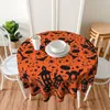 Pano de mesa Halloween House Padrão Toalha de mesa redonda decorativa impressa capa protetora poliéster3689015