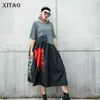 XITAO платье больших размеров модный элегантный летний пуловер с высокой талией в стиле пэчворк хит цвета богиня веер Повседневное GCC3514 210623