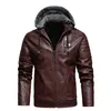 Мужские зимние кожаные куртки пальто мотоцикл повседневный флис сгущает мотоцикл PU пиджак байкер теплый кожаный мужской бренд одежда 211222