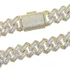 المخلوقون Iced Out Bling 19mm Baguette CZ ثقيل مكتنزة كوبية سلسلة الوصلة قلادة الفضة اللون 5A زركون قلادة الهيب هوب للنساء المجوهرات 283R