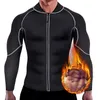 Giacca da uomo in neoprene per sauna a maniche lunghe, fitness, termo modellante, ad alta compressione, per allenamento