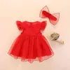 Yenidoğan Bebek Elbise Dantel Set 3 Ay Bebek Giyim İlk Doğum Günü 6 Bebek Giysileri Kız Yaz Prenses Tutu Romper Bodysuit G1129