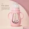 Lovely Feeding Bottles for Baby Portable Handle Silicone Feeding Bottle born Set Anti-colic 211023