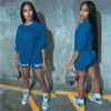 NEWDISCVRY Letter Print Casual Women's Two Piece Outfits Set Tracksuit Shirt Sexy Top +biker Shorts Jogger 2 Piece Active 2020 X0428