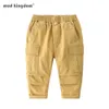 Mudkingdom Niños pequeños Cargo Pantalones largos Moda Sólido Cintura elástica Otoño 210615