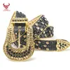 Sparkle Wtern Cowboy Leather Diamond Men Studded Crocodile Pu Golden Rhintone Digner Beltsimon4649690