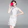 Etnik Giyim Oycp Yaz Elbisesi 2022 Nakış 3d Çiçek Kolsuz Kız Çinli Elbiseler Cheongsam Qipao Kadın 80531