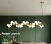 Konst designad matsal ljuskrona lampor horisontella tak hängande ljuskronor lätt blomma gren serie kök ö hängande lampa