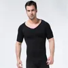 Body Shapers pour hommes façonnant le t-shirt col en V hommes hauts de compression à manches courtes amincissant l'abdomen taille formateur T-shirts Shapewear283G