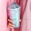 Mode créatif 420 ML voyage Portable tasse tasse Double en plastique étoile Bling brillant Design café eau gobelet cadeau