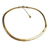 Mode doré noir plat serpent chaîne chevrons collier ras du cou pour femmes cadeaux en acier inoxydable 5mm 15.7 ''+ 4cm