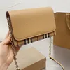 Karierte Umhängetasche für Damen, Handtasche, Geldbörse, Tartan-Patchwork-Farbe, Clutch-Taschen, Geldbörsen, klassische Briefklappe, Messenger-Geldbörsen, Kette, Leder-Schultergurt