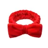 Wash Face Hair Band Solid Color Bow pannband Dusch Bowknot Turban Coral Fleece Head Wrap Spa Make Up Pannband Hårtillbehör8436044