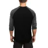 Muskleguys Moda T Shirt Męskie O-Neck Koszulka męska Casual Cotton 3/4 Tshirt Slim Fit Raglan Fitness T Shirt Man 210421