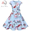 Schwarz weiß wolka dot vintage kleid sommer women floral print Kurzärmel Retro Robe Rockabilly Kleider Party Jurkjes 210325