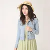 ly Autumn Vintage Fashion Denim Coats Clothes Turn-down Collar Women Crop Top Solid Slim Long Sleeve Ladies Jackets 62471 210922