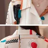 Automne mode impression bouton costume col chemise femmes hauts et chemisiers coréen à manches longues en mousseline de soie chemises 6516 50 210508