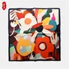 Retro little natural silk scarf women printed flower 100% real high quality 50cm small square head scarves lady luxury gift 210928