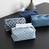 Skrzynki tkankowe Serwetki Nordic Style Bawełniane Denim Haftowane Box Light Luksusowe Tkaniny Karton Model Room Dekoracyjna torba