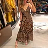 Abiti da donna Leopard Butterfly Wrap Sling senza maniche Nightclub Beach Abito lungo Leisure Summer Harajuku 2021 Casual