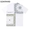 GONTHWID T-Shirts Streetwear Bandana Paisley Muster Drucken T-shirts Hip Hop Harajuku Casual Tees Mode Kurzarm Baumwolle Tops C0315