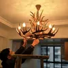 Horn Deer Resin Antler Chandelier E14 Bulb American Retro Lamps Indoor Home Loft Rustic Decor Lustre Rustico Chandeliers