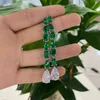 Oevas Solid 925 Sterling Zilveren Sprankelende Hoge Carbon Diamant Drop Oorbellen Gemaakt Moissanite Emerald Bruiloft Fijne Sieraden Gift