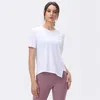 Camiseta de manga corta para Yoga, malla de empalme, secado rápido, transpirable, para correr, Fitness, ropa de gimnasio, Top deportivo para mujer