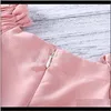 Vêtements bébé bébé, enfants Maternity1-6Y Toddler Sweet Dress Pink Solid Puff Sleeve Mid-Length Fashion Bow Belt Plissé Boat Neck Bandage Pr