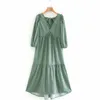 Summer Women Plaid Dress V-Neck Lampion Rękaw Ruffles Bow Tats Es Kobiet Vintage Eleganckie ubrania Vestidos 210513