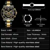 Lige Fashion Orologio in oro nero Top Brand di lusso in acciaio inossidabile impermeabile orologi al quarzo da uomo cronografo sportivo orologio da polso uomo Q0524