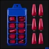 Salon Health & Beauty100Pcs/Box Acrylic Candy Color Full Er False Nail Tips Long Coffin Fake Nails Extension Diy Art Tool1 Drop Delivery 202