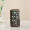 Ultradźwiękowy nawilżacz powietrza Hollow-out maszyna do aromaterapii USB Wood Grain Aroma dyfuzor olejków eterycznych z 7 kolorami LED Light RRD11858