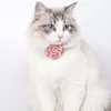 고양이 칼라 리드 애완 동물 칼라 시뮬레이션 동백 소형 개 고양이 코튼 장식 버클 조정 가능한 가정 애완 동물 액세서리
