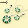 Earrings & Necklace Fashion Silver Color Jewelry Sets Blue Zircon White Crystal Sweet Rings Christmas Gift For Women
