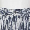Dorywczo Drukuj Spodnie Dla Kobiet Wysokiej Talii Patchwork Otwór Luźne Proste Szerokie Spodnie Nogi Kobieta Wiosenna Odzież 210521