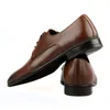 Footcourt ofis ayakkabıları erkekler için yüksek kaliteli el yapımı gerçek deri kahverengi derbi dantelli iş elbisesi