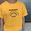 Fashionshow-JF Sounds Gayyy I'm in Rainbow Letter Printed T Shirt Man Women Short Sleeve Lesbian Gay LGBT Proud Tee Tops 210720