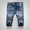 Men Short Jeans Business Denim Casual Cool Design Slim Motorcycle Biker Cotton Jean Straight Blue Mens Pants